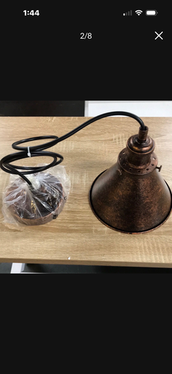 Rustic Pendant Light, Industial Single Light Antique Copper Finished Ceiling Hanging Lighting Fixture with Cone Shade
