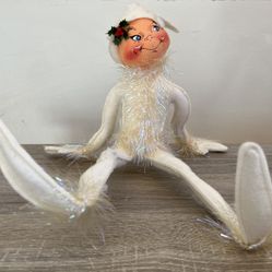 Vintage ANNALEE MOBILITEE WHITE FROSTY ELF DOLL