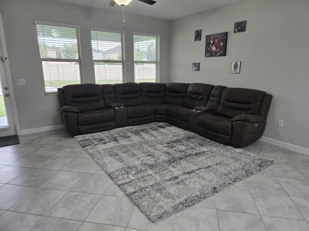 Kelcee MOCHA BROWN power Recliner Sectional
