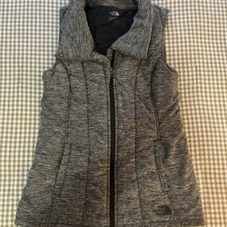 North Face Gray Heathered Zip-Up Vest
