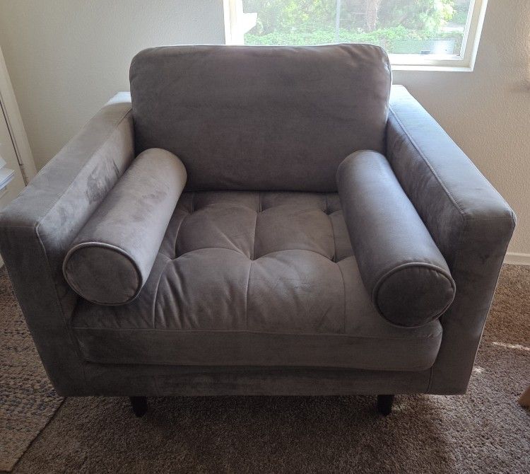 Gray Silver Club Chair