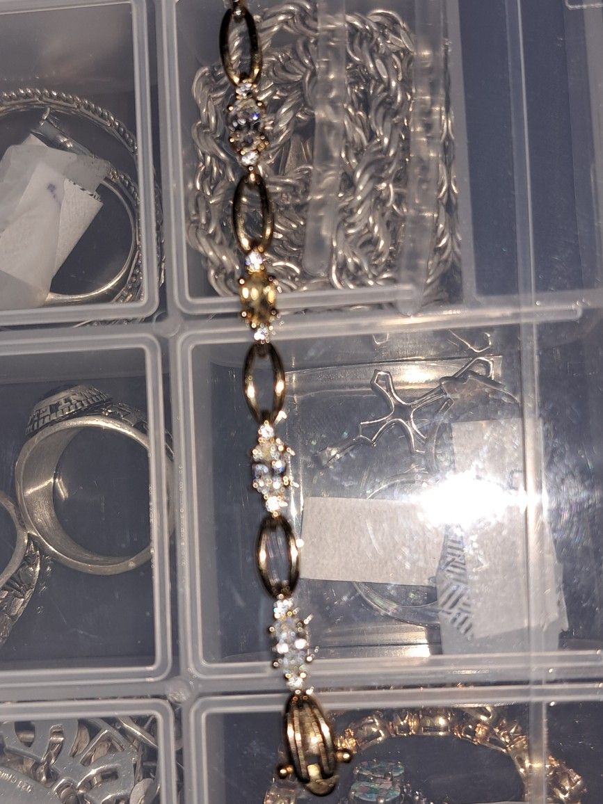 Silver And White Stone Bracelet