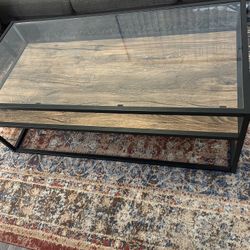 Glass And Wood Coffee Table. Like New 80 obo