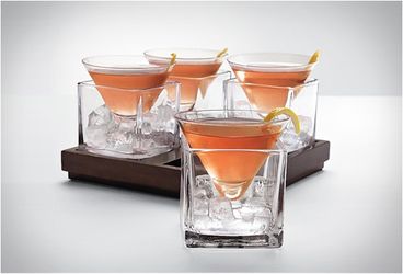 Cubist Martini Four-Glass Set With Tray