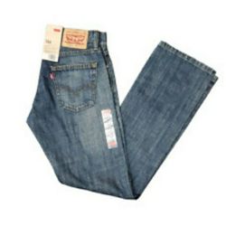 Levi's Men's Straight Fit Faded Blue Dark Wash Jeans- 36×30