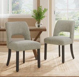 Modern Fabric Upholstered Dining Room Chair Kitchen Chairs with Wood legs set of 2