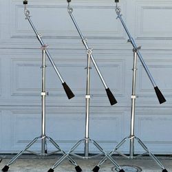 (x3) Extra Heavy Duty Telescoping Boom Cymbals Stands for Drum Set. Includes all 3