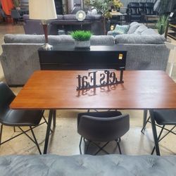 Mid Century Modern Style Dining Set With 4 Chairs