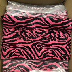 Set Of 10 Vegan Leather Flat Tool Belt Wrap Apron Make Up Artist Beauty Brush Hair Stylist Supply Portable Organizer Gift  - Solid Pink OR Pink Zebra