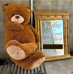 6 Ft Giant Bear & Large CUSTOM Mirror Decor For celebration