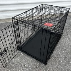 30x19x21in Black Metal Single Door Dog Cage Animal Containment Crate! Good Condition! Great for Dogs 26-40lb 