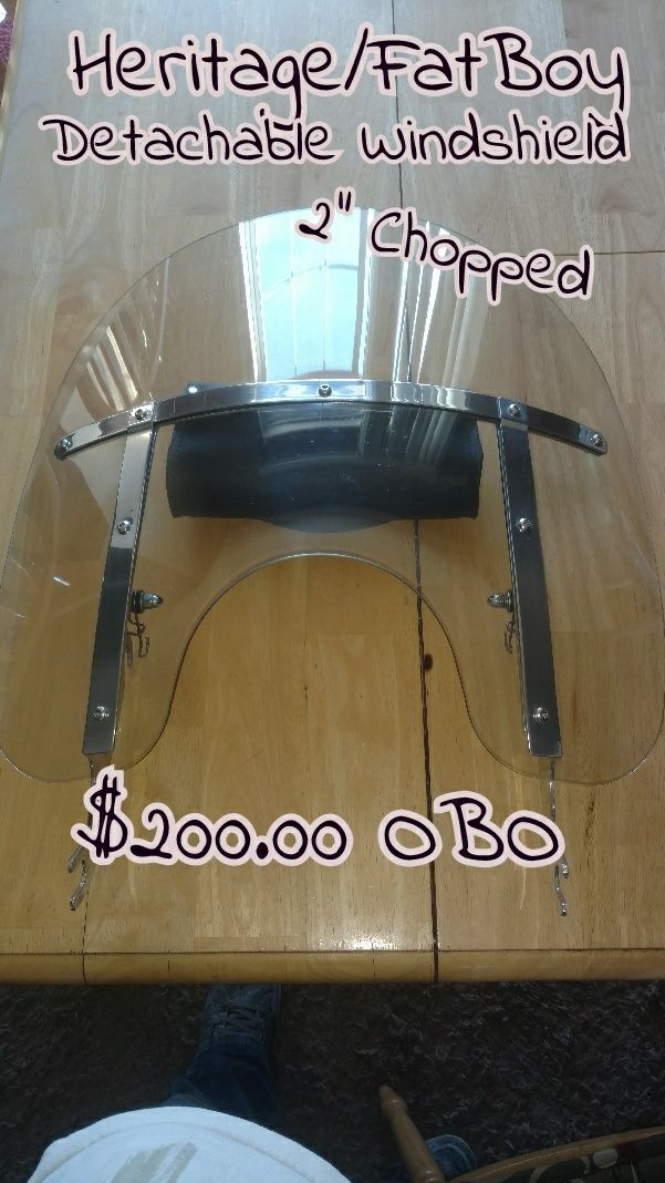 Harley Davidson. Heritage / fat boy detachable windshield 2" chopped