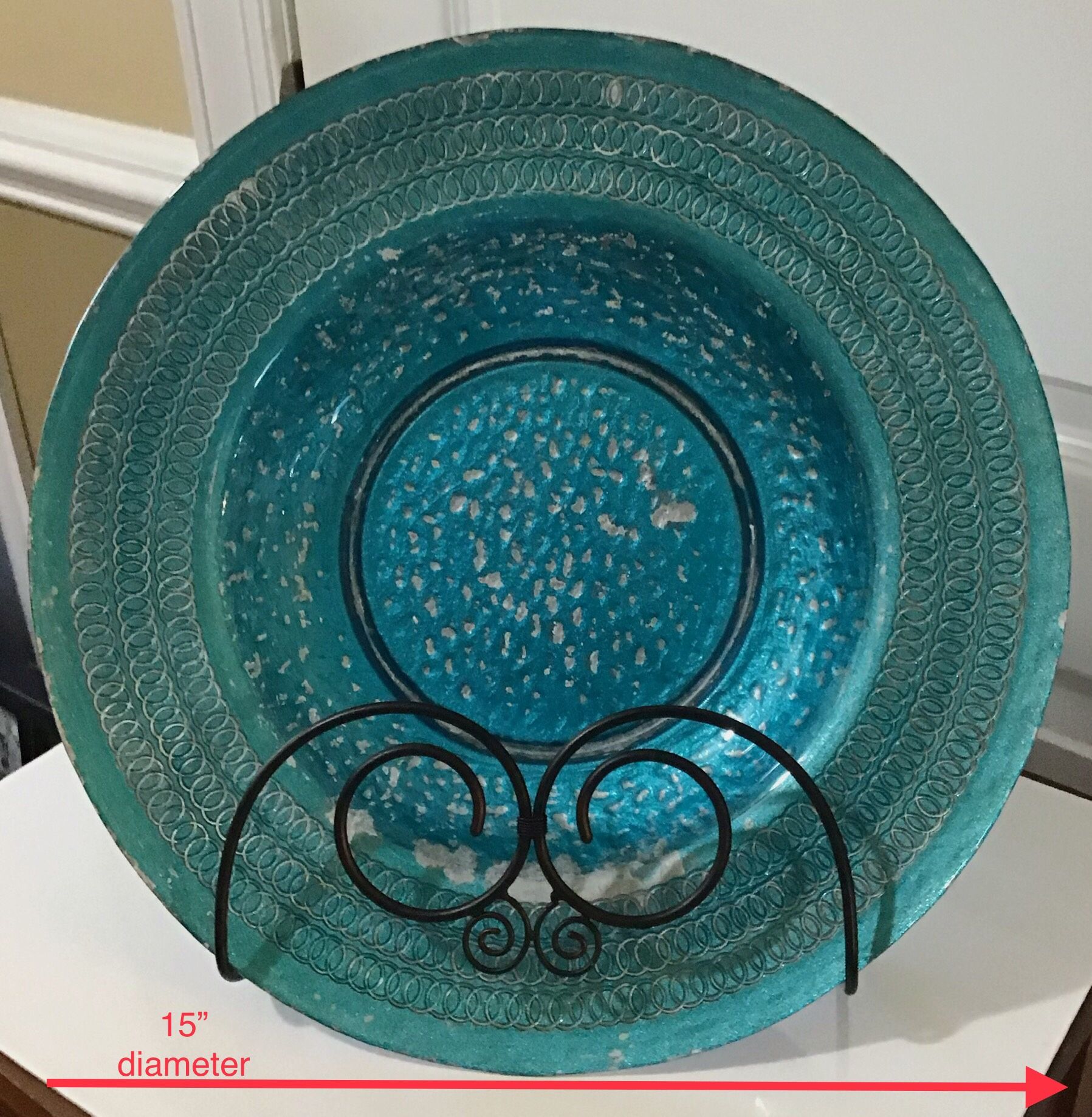 “Sea and Sand” One of a Kind Hand Painted Extra Large Textured Glass Bowl