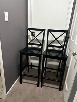 Black solid wood bar stools with backrest