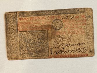 1763 Colonial New Jersey £3 Note – Early American Currency