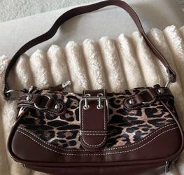 Leopard Print Shoulder Bag with Buckle Detail