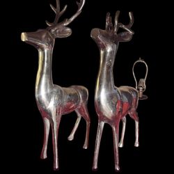 Pair Of Rare  Cast Aluminum Majestic Deer Statues