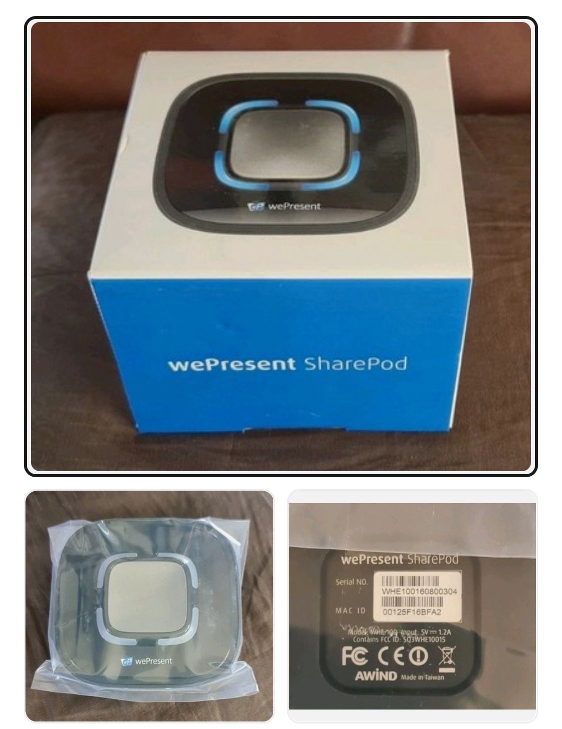 wePresent SHAREPOD wireless presentation system that allows you to easily share your screen, videos, and audio to a projector, monitor, or TV