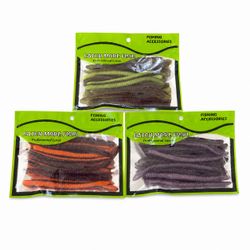 FiFiFi 4.75” Bass Worm Soft Plastic Lures 45 Pack 3 Color Variety Pack