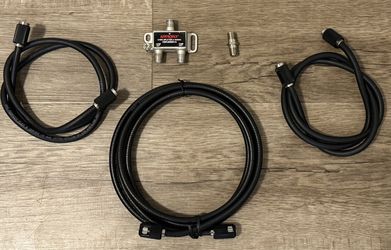 📺 3 HD TV Coax Cables with Twist Ends, 1 Splitter, 1 Coupler (brand new)