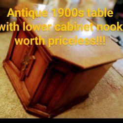 Antique 1900s Solid Wood Side Table 
