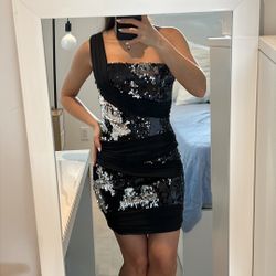 Black And Silver Sequin Dress Size Small
