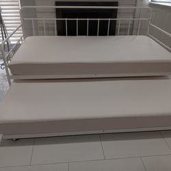 Trundle Twin Bed Frame And 2 Matresses.  I Can Delivery For Extra Fee 