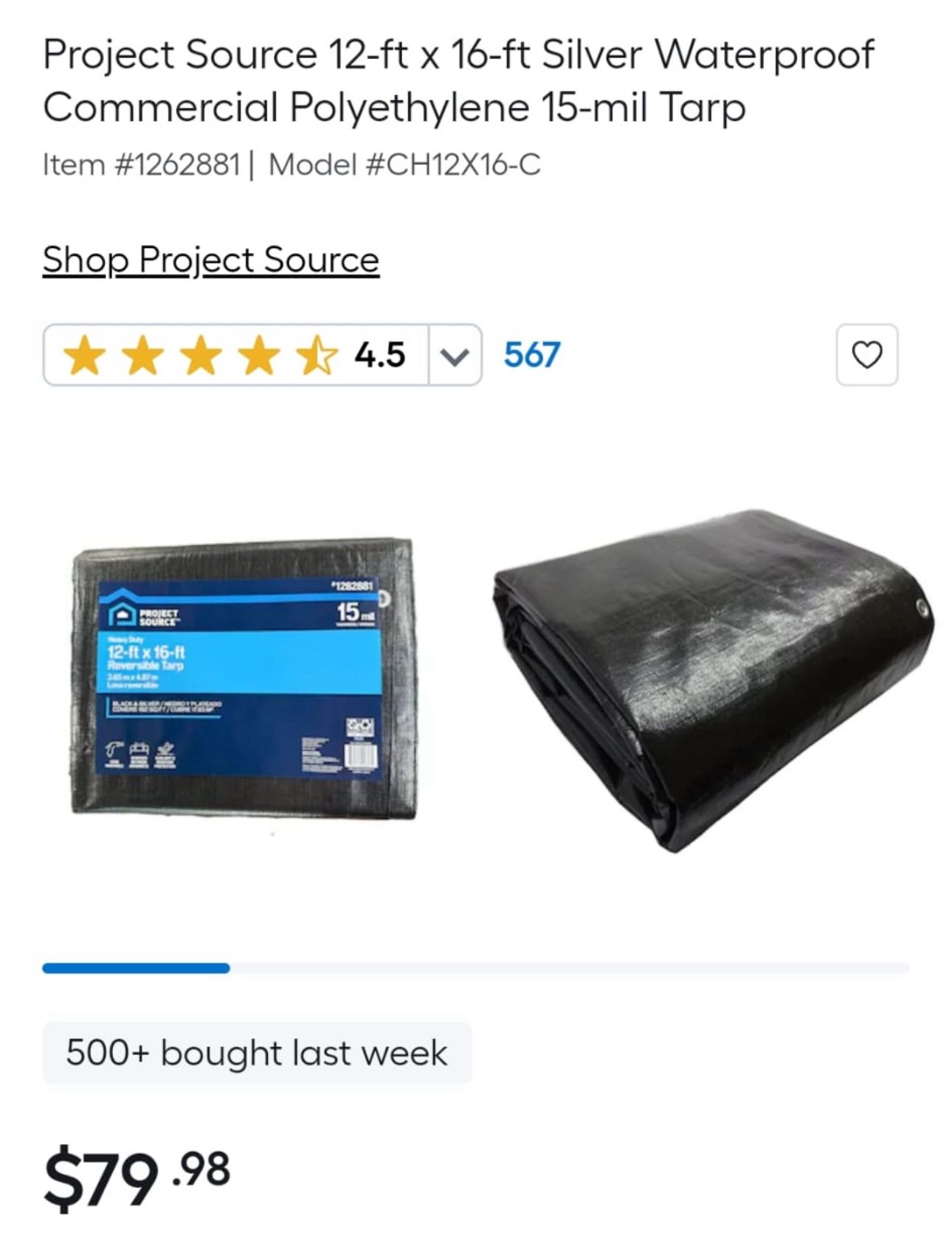 Black / Silver Reversible Tarp 12ftx16