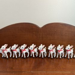 Set of 10 Miniature Sparkly White Retro Deer Ornaments about 2” long x 2.25” tall