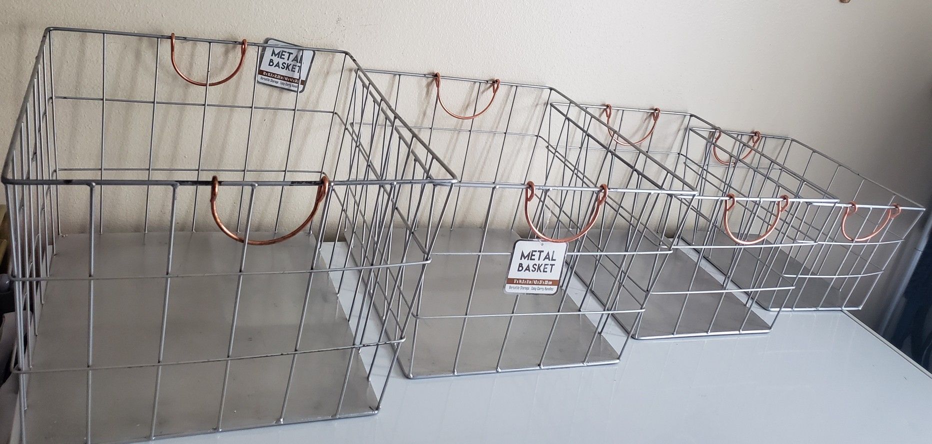 SET OF 4 METAL BASKETS FOR PANTRY/GARAGE ECT...