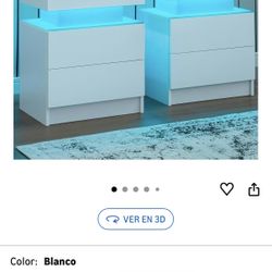 Set of 2 bedside tables with LED light