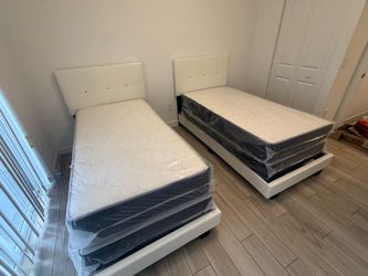 2 twin size bed frame with 2 mattress set. All new furniture free delivery