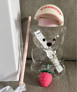 Starbucks Pink Bearista Cup with Strawbery Topper