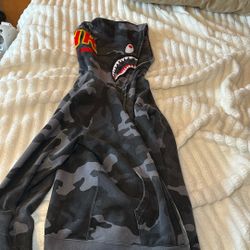BAPE Full Zip Gray Camo Shark Hoodie