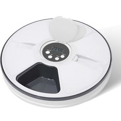 Automatic Cat Feeder, 6 Meal Timed Pet Dispenser Easily Programmable &Easy to Clean, Auto Feeder for Cats/Small Dogs