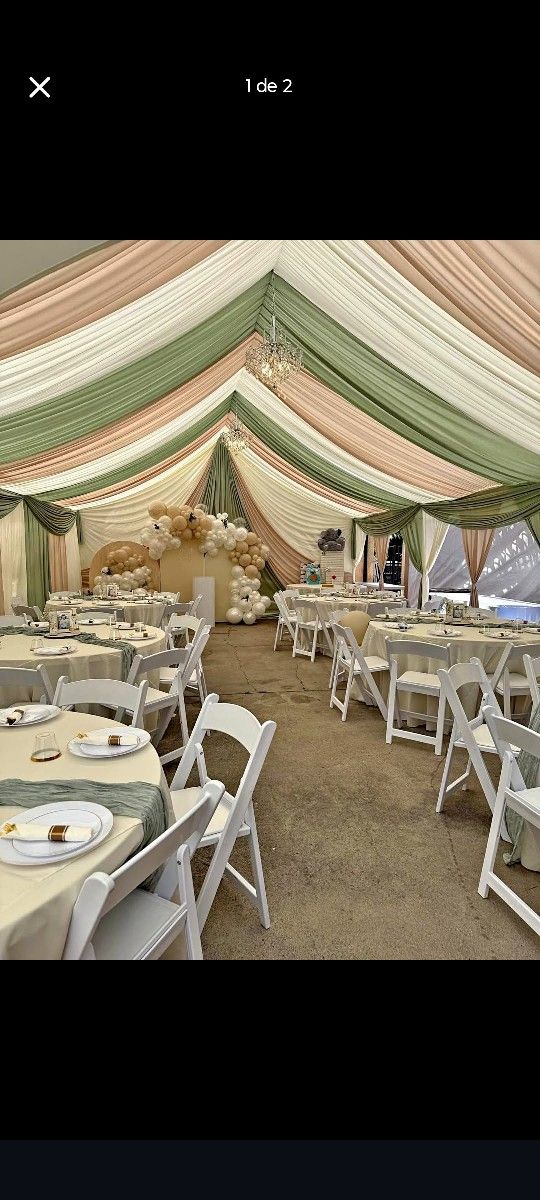 Tent Drapping Chairs And Tables Chandeliers 