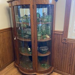 Antique Tiger Oak China Cabinet