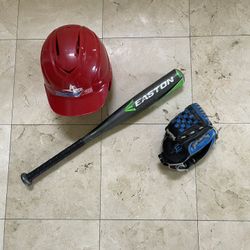 T-ball Bat, Glove, And Helmet