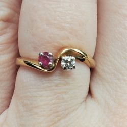 14k Gold Diamond And Ruby
