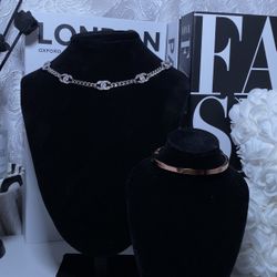 ✧ Luxe Duo: Parisian Station Necklace & Eternal Screw Bangle Set ✧