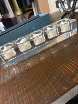 Crystal Glass Tealight Candle Holder Set