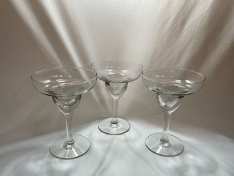 Set of 3 Clear Glass Margarita Glasses