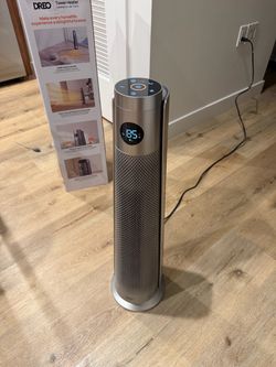Dreo 1500W Solaris 818 Oscillating Ceramic 30" Indoor Space Heater for Home or Large Bedroom with Remote Control Silver: ETL Listed, 9 Settings