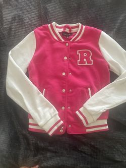 Pink & White Varsity Jacket – Letterman Style – Girls