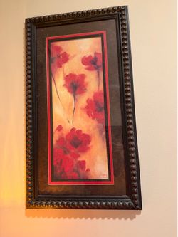 Set of 2 Sheridan Ward "Red Poppies" Framed Wall Art Print