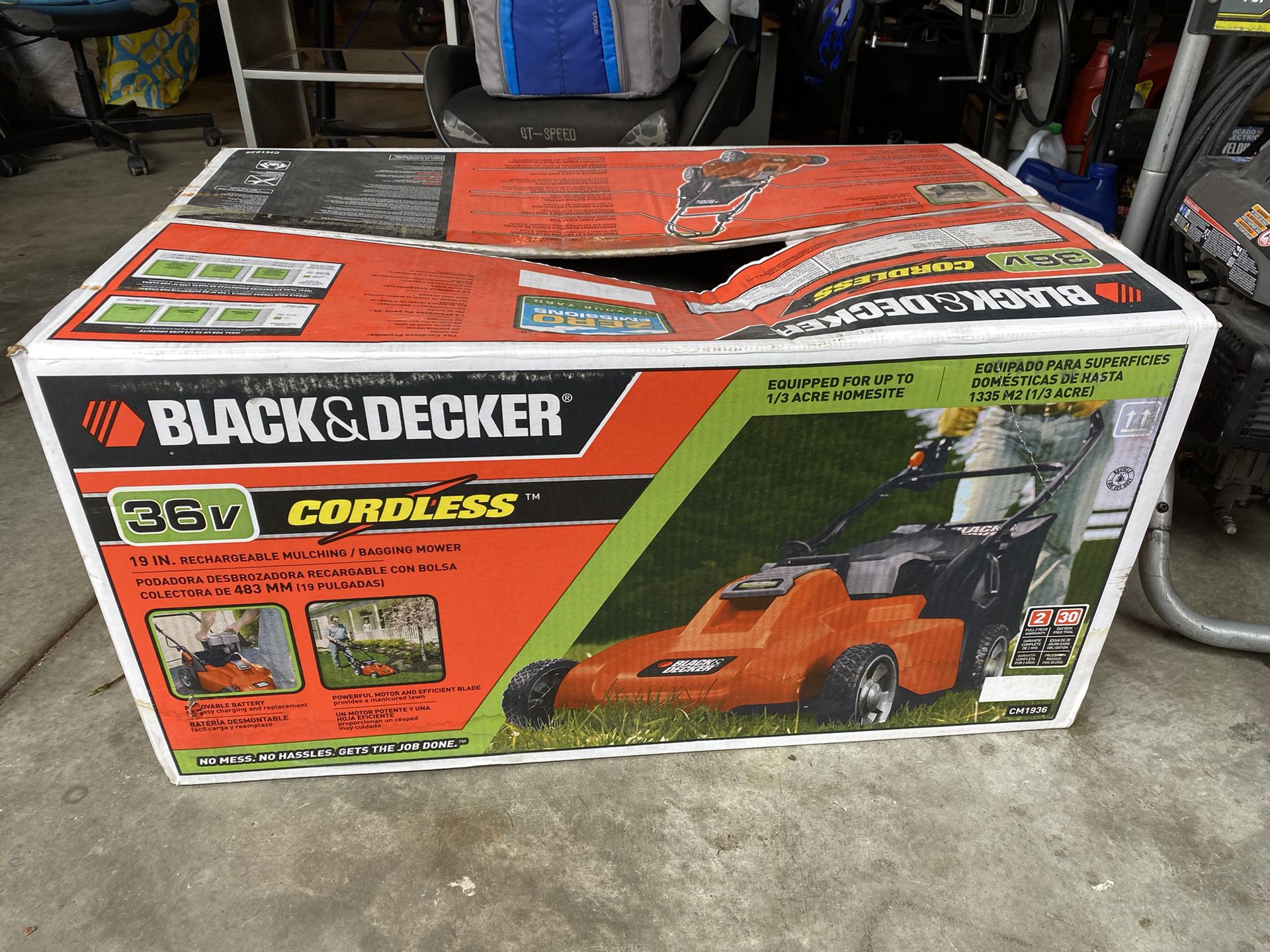 Black & Decker CM1936 19-Inch 36-Volt Cordless Electric Lawn Mower With  Removable Battery