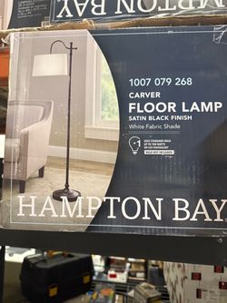 Hampton Bay Carver 58 in. Black Downbridge Floor Lamp