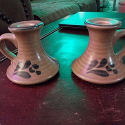 Two Vintage 1980s Pfaltzgraff  Candle Holders 