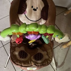 Monkey Brown Fisher Price Bouncer with Lights Music, & Calming Vibrations 