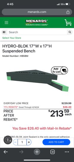 Hydro-blok suspended bench